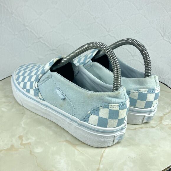 Vans Slip On Checkerboard Skate Shoes 8.5 Blue Streetwear Casual Comfort Sneaker - Picture 7 of 13